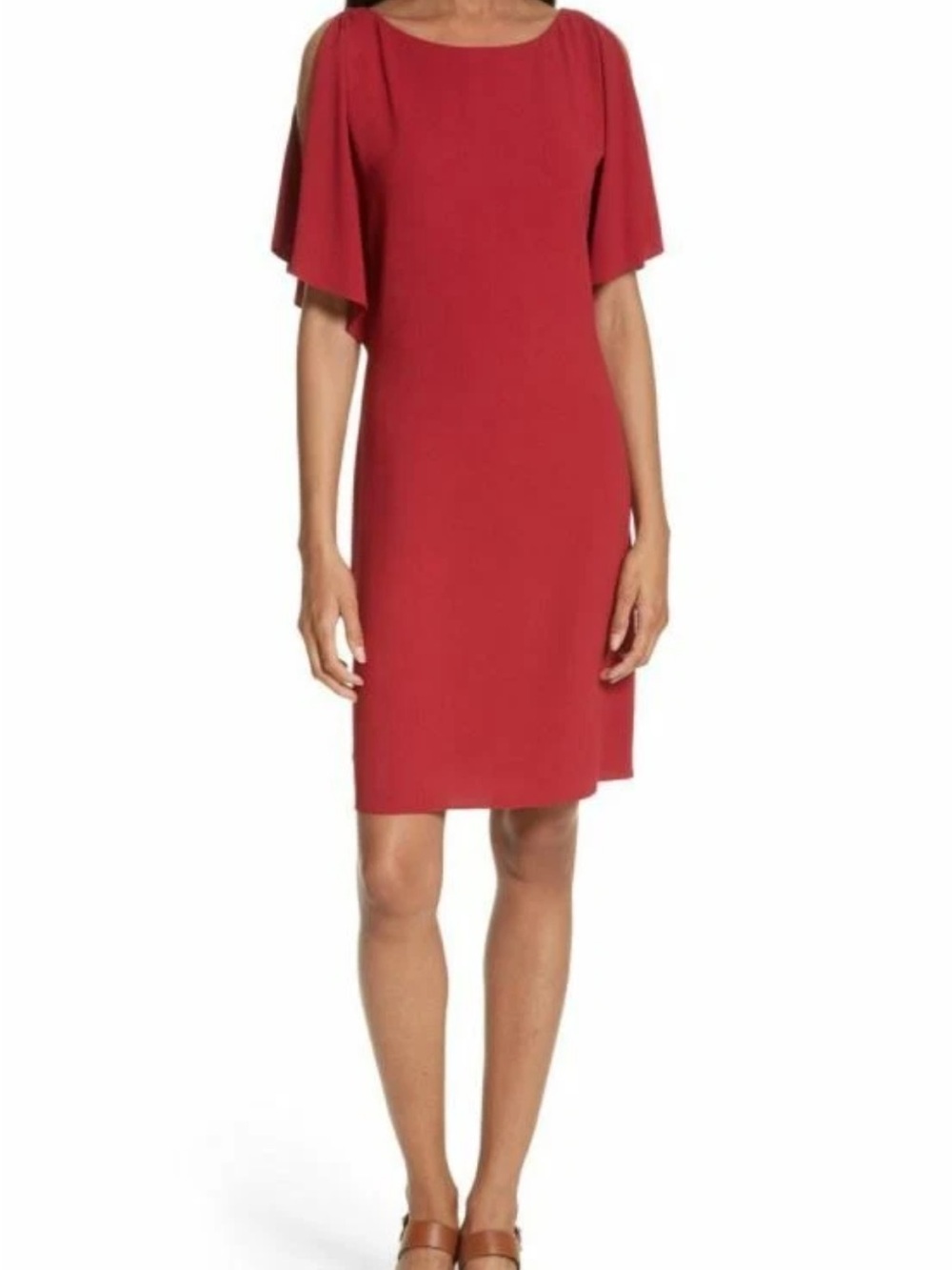Theory Andzelika Rosina Crepe Red Flutter-Sleeve Mini Dress size 0 - Picture 11 of 16